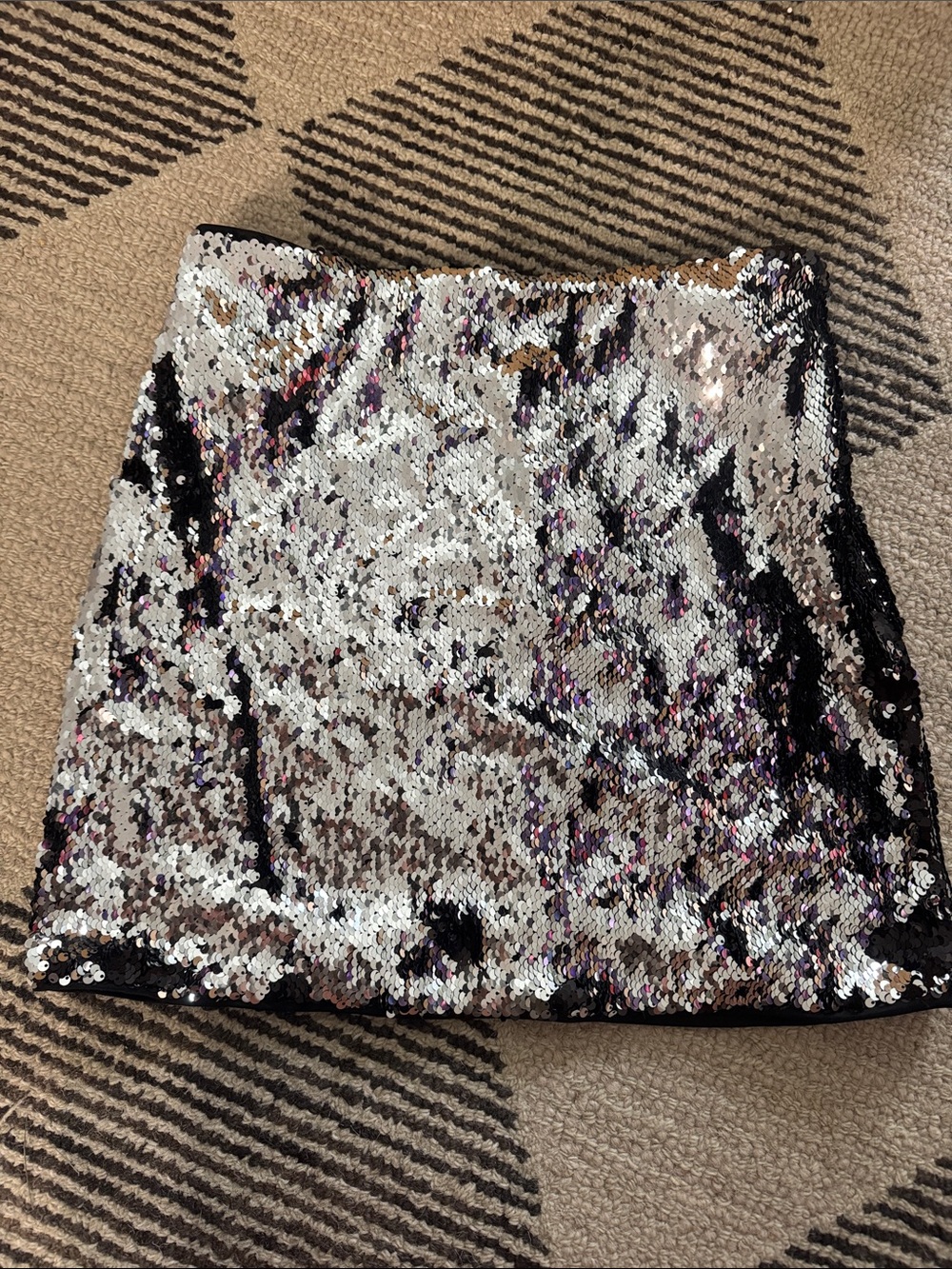Sequin Mini Skirt in Silver and Black two sided sequin